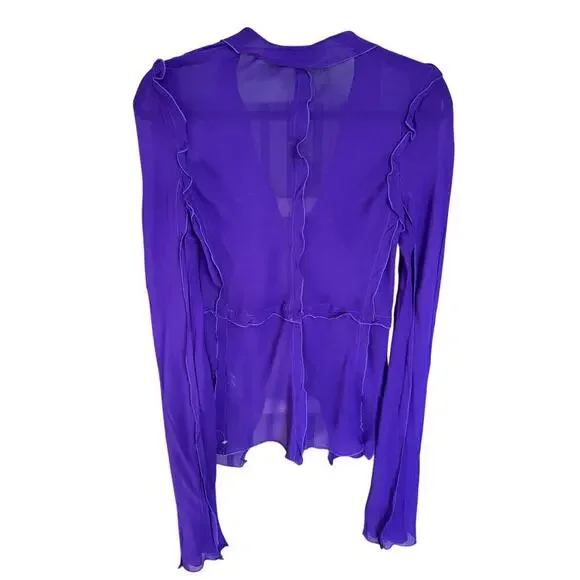 NWOT Rat And Boa Aphrodite Blouse Ruffle Semi Sheer Top In Purple Size Small - Picture 8 of 15